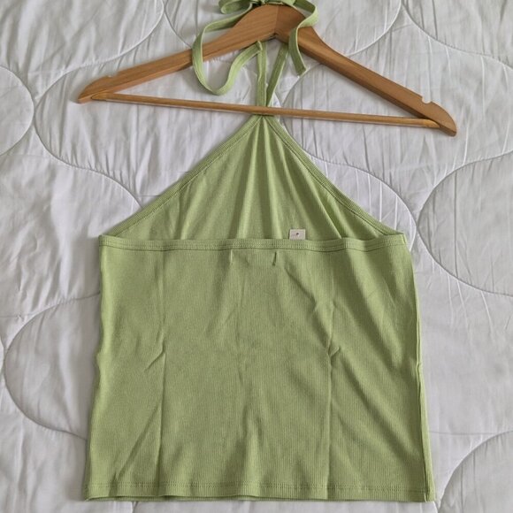 Madewell Rib Halter Tank Top Women's Size XL Honey Dew Cropped Supima Cotton NWT - Picture 4 of 14